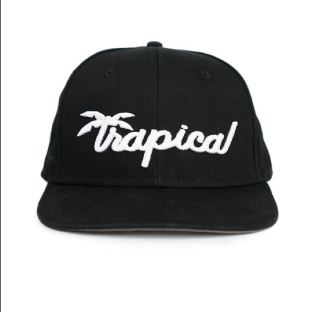 TRAPICAL Embroidered Black and White Hat Cap